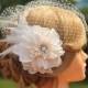Flower Feather Birdcage Veil-Large Ivory Flower Wedding Veil-Wedding Headpiece