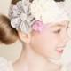 Violet Blush Headband, Flower Girl Headband, Ivory Violet Grey, Ivory Pearl Headband, Romantic Hair, Bridal Hair, Wedding Headband