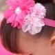 Pink Bridal Headband, Flower Girl Headband, Hot Pink Headband, Pink Flower Headband, Pink Flower Girl, Toddler Headband, Adult Headband