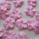 Small pink royal icing flowers  -- Ready to ship -- Handmade cake decorations cupcake toppers (24 pieces)