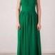 Chiffon Maxi Dress ,Green Evening Dress Floor Length, Bridesmaid Dress.