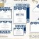 Navy Wedding Invitation, DIY Wedding Stationery Template, Printable Wedding Invitation - Navy Blue Damask