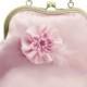Satin pink handbag, formal or vintage style, purse bag, evening frame clutch bag, party bag, womens clutch bag  with handle 11603
