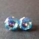 Aqua Shimmer Swarovski Crystal Earrings/Swarovski Crystal Studs/ Swarovski Earrings/ Square Crystal Studs/ Bridesmaid Earrings/ Bridal