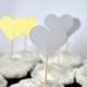 12 Gray and Yellow Heart Cupcake Picks, custom colors available