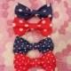 Men's bow ties Four red and navy polka dot bowties Nautical kids boho ties Navy polka dot ties Red boys bowties Prop bow ties for newborn