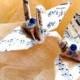 Sheet Music Score Peace Crane Bird, Wedding Cake Topper, Party Favor Origami Christmas Ornament Japanese Paper Anniversary  Navy Blue Ivory