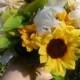 Bride Bouquet, Sunflower Wedding, Burlap Wrap Sunflower Silk Calla Bridal Bouquet, Rustic Woodland Wedding, FFT original, Made to Order
