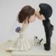 Cute couple kiss with pet cat. Wedding cake topper. Wedding figurine. Bride and Groom. Handmade. Fully customizable. Unique keepsake
