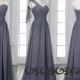 One Shoulder Dark Gray Prom Dress Custom Made Size Color sweetheart neckline  lace-Up Back Long Chiffon Dark Gray Bridesmaid Dress
