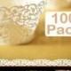 100 X White Pearl Lace Filigree Wedding Cupcake Wrapper Baking Cake Cups Wraps