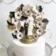 Handmade Black, Gold and White Vintage Inspired Wedding Cake Topper