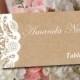 Fold Over Wedding Place Card Template - Kraft Escort Card -  Vintage Lace Place Cards - Kraft Wedding Table Cards - Rustic Name Cards
