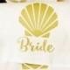 Beach Bride Tote Bag, custom tote bags cotton canvas Mermaid of Honor, Mermaid tote, gift for bridesmaid, beach wedding survival kit shell