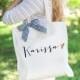 Personalized Bag Gift for Bridesmaids, Canvas Tote Striped Ribbon Gift for Wedding Bridal Party, Birthday or Holiday Gift (Item - BPB300)