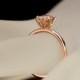 Champagne Diamond Engagement Ring, Tulip Solitaire Ring, 14K Solid Rose Gold Ring, Natural Light Champagne Diamond Ring