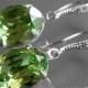 Peridot Green Oval Crystal Earrings Swarovski Rhinestone Green Earrings Apple Green Crystal Dangle Earrings Wedding Bridesmaids Jewelry