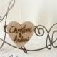 Customize Wire and wooden heart Cake Topper, wire cake topper