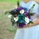 Peacock bridal bouquet - Teal roses bouquet - Peacock wedding - Purple and teal flowers - Feather bouquet - Wedding flowers - Custom bouquet