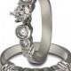 Diamond Bridal Set Engagement Ring 0.50 Carat And One Carat Bezel Set Diamonds