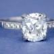 Estate Cushion Cut Diamond Engagement Ring - Handmade Platinum Mounting - Antique Cushion Cut Engagement Ring