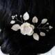 Bridal Flower Hair Pin , White Poppy Hair Pins, Bridal White Hair Flowers, Hair Pins, Wedding Hair Accessories, Bridal Headpiece
