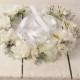 Wedding Floral Headband, Sage Green and White Head Piece, Woodland Flower Crown, Bridal Hair Piece, Head Wreath Halo, Circlet Headpiece
