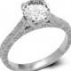 Vintage Style 18k White Gold Diamond Engagement Ring