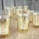 12 Gorgeous Glittery & Gold Mercury Glass Candle Holders ~ Gold Votive Holders ~ Tealight Holder ~