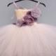 Ivory Flower Girl Tutu Dress, Vintage Inspired, shabby chic flowers - any age/colour, Tutu Dress, Wedding, Bridesmaid