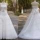 100% Handmade Beading Tulle A-line Wedding Dress Strapless White Iovry Sweep Train Lace Up Bridal Gowns