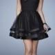 Charming Strapless Black Tiered Scattered Embellishment Cocktail Dress