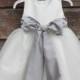 Ivory Flower Girl dress bow sash pageant silver wedding bridal children bridesmaid toddler elegant