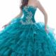 Sweetheart Tulle Ruffled Jacket Blue Tiers Crystals Floor Length Lace Up Sleeveless