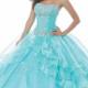 White Appliques Satin Lace Up Strapless Blue Floor Length