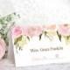 Wedding Place Cards - Pink Floral - DIY Printable Wedding Place Cards - Escort Cards - Editable Place Cards - Instant Download