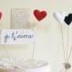 Wedding Cake Topper, Red Wedding Hearts, Je t'aime Cake Banner, Red Wedding Decoration