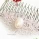 Blush Pink Wedding Hair Comb with Pearl Bridal Headpiece Oval Pearl Hair Comb Romantic Whimsical French Inspired Wedding Rustic Hair Slide