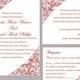 DIY Wedding Invitation Template Set Editable Word File Instant Download Printable Invitation Wine Red Wedding Invitation Floral Invitation