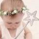 Baby flower crown, White flower girl crown, floral wreath, Baby flower crown, Photography prop, woodland floral wreath (6+ months)