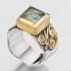 Aquamarine ring, March Birthstone, Gemstone Ring, Gold Ring, Gemstone ring, 22k gold and silver ring, Aquamarine jewelry, Size 6.5