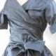 Custom Made  MARIA SEVERYNA Slate Blue Wrap Full Skirt Dress in Silk 1950s style Mother of the Bride Dress - available in many colors