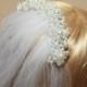 3m ivory/white Cathedral Organza Veil with Hair Comb Wedding Bridal & Ivory Pearl Tiara 1Tier