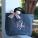 Set of 8 Personalized Bride or Bridesmaid Tote Bags - Monogrammed Bridesmaids Gift