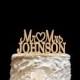 Wood Cake Topper Mr Mrs Wedding Cake Topper Last Name Personalized Cake Topper