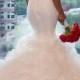 H1577 Glamour curvy ruffled strapless mermaid wedding dress
