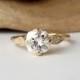 Prong Set Moissanite and Diamond Accent Ring