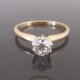 Vintage 14K Solid Gold .36ct Genuine Diamond High Setting Ring Size 5