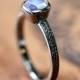 White gold moonstone ring, rainbow moonstone engagement ring, wheat braided ring, alternative ring, recycled 14k white gold, custom made
