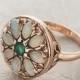 Emerald And Opal Round Mandala Ring In 14k Rose Gold